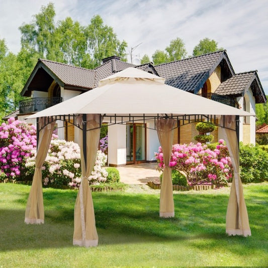 10ft x 10ft Outdoor Patio Gazebo Canopy Tent Beige