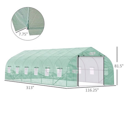 Walk-In Greenhouse 26x10x7 ft green