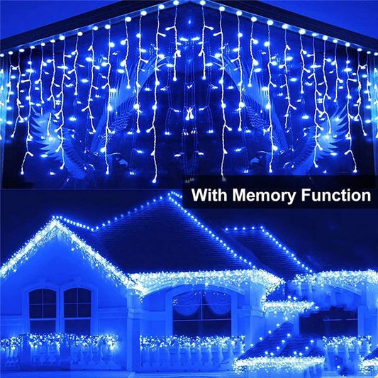 Blue Curtain Icicle Lights Wedding Party LED Fairy Christmas Indoor Outdoor
