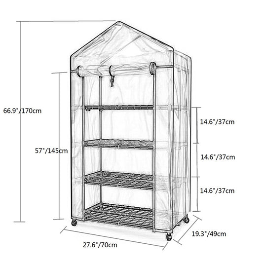 Mini Greenhouse - 4 Tiers Indoor Outdoor Greenhouse With wheels-Use in Any Season for Plants