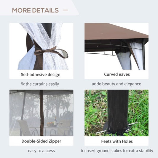 10ft x 10ft Outdoor Patio Gazebo Canopy Tent Brown