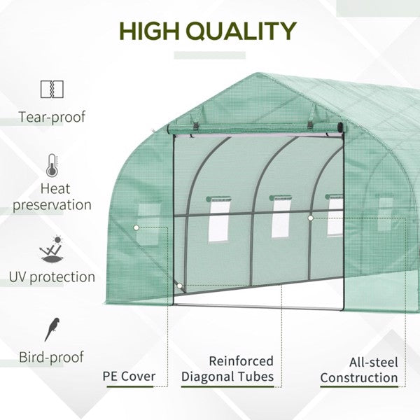 Walk-In Greenhouse 26x10x7 ft green