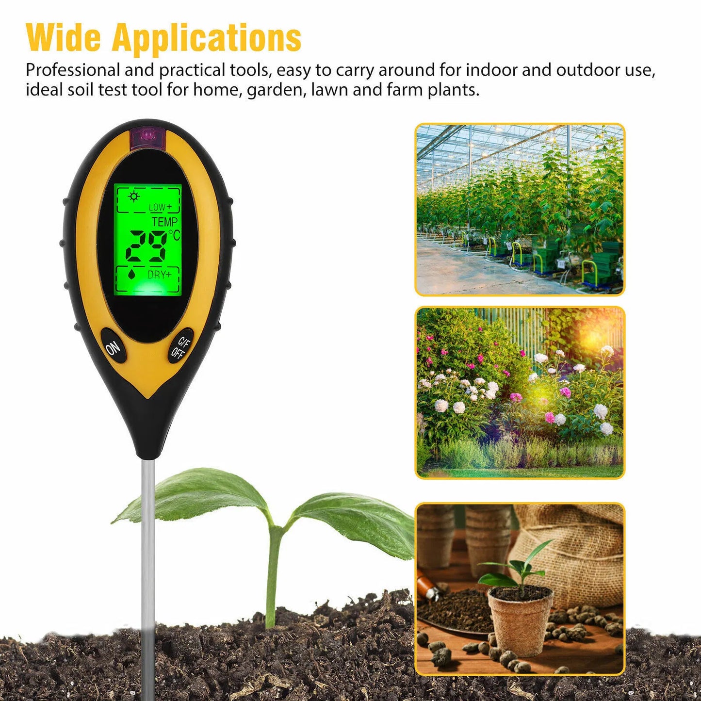 Soil PH And Moisture Light Intensity Test Meter Plant Tester For Plants Growth