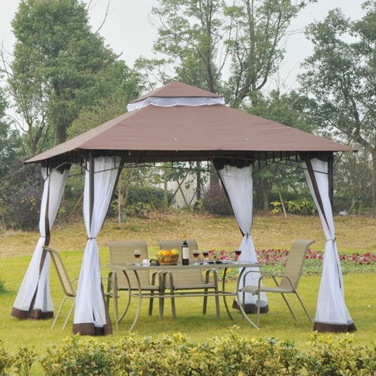 10ft x 10ft Outdoor Patio Gazebo Canopy Tent Brown