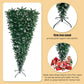 Upside Down Green Christmas Tree, with LED Warm White Lights, Green leaves with part spraying White, Reinforced Metal Base & Easy Assembly 7.4ft